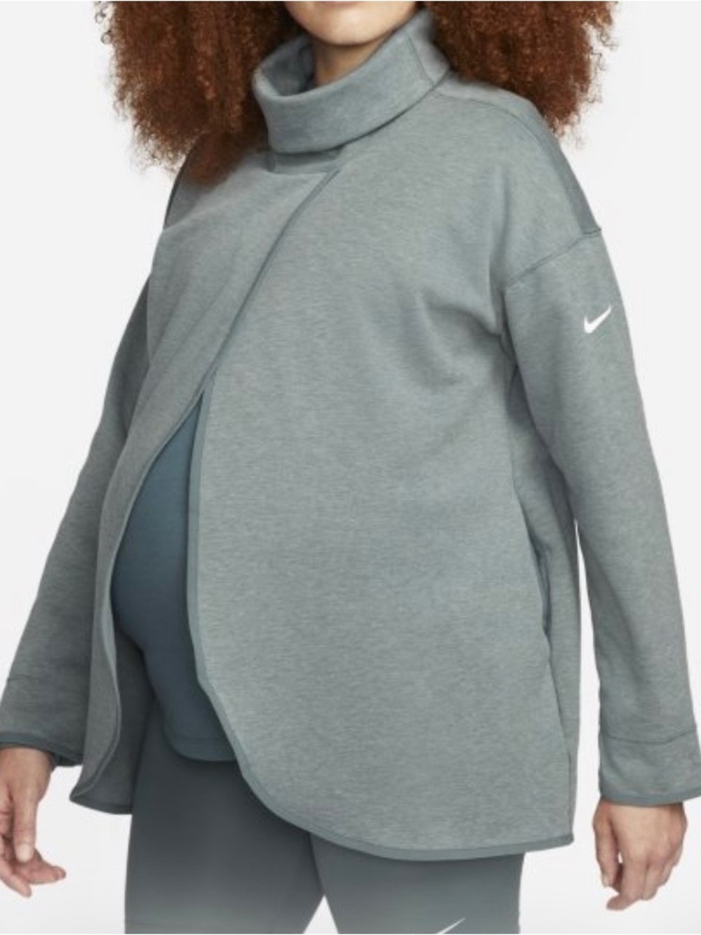 NWOT NIKE MATERNITY Sweatshirt Wrap Pullover, Mock Neck, Long Sleeves, Pockets